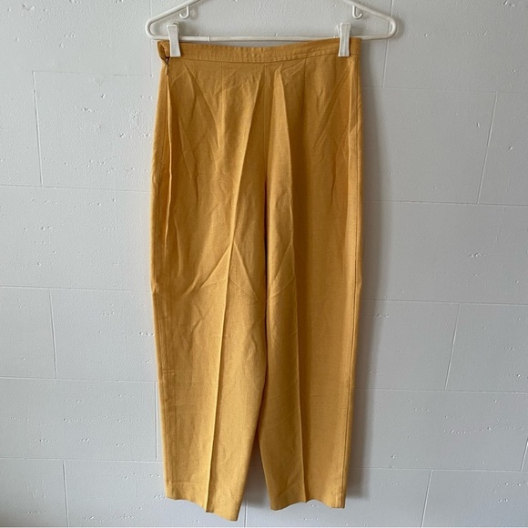 Vintage | Yellow Linen Blend Trousers | Lightweight Retro Summer Pants | Size 4 - Picture 8 of 11